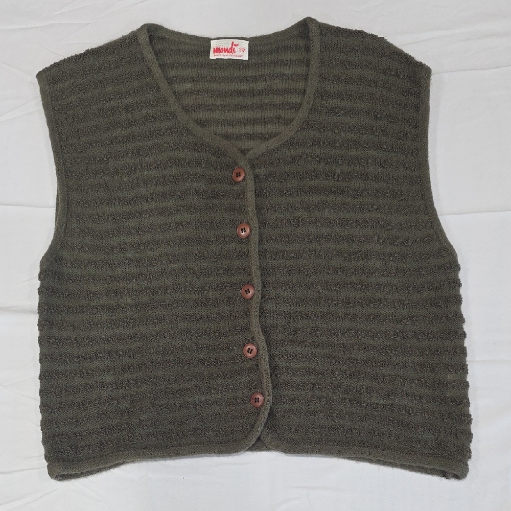 Mondi Green Textured Women's Cardigan Vest